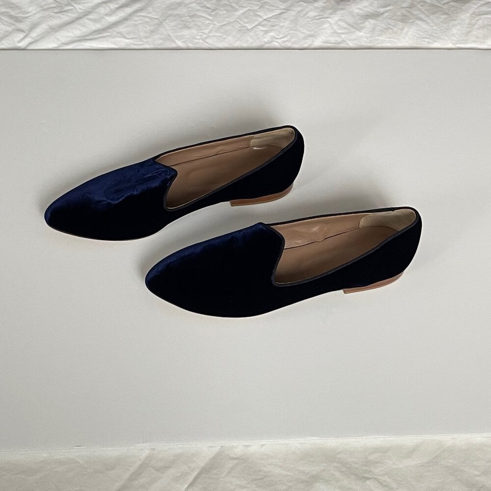 Le Monde Beryl blue velvet smoking slippers - women's 11.5 - Picture 6 of 7